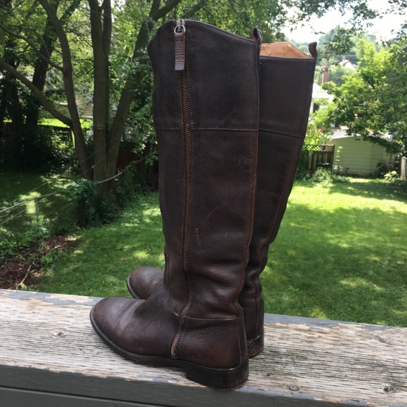 Zara brown leather side zip flat boots sz 37 - Picture 5 of 9